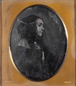 Portrett av Lola Montez i profil med et svart slør
